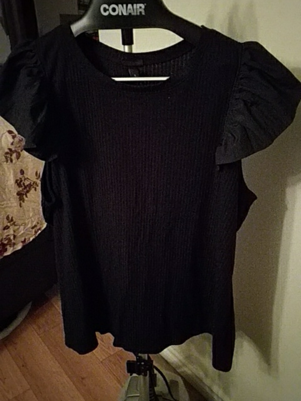 torrid Black Ruffle Sleeve Ribbed Top 5X
